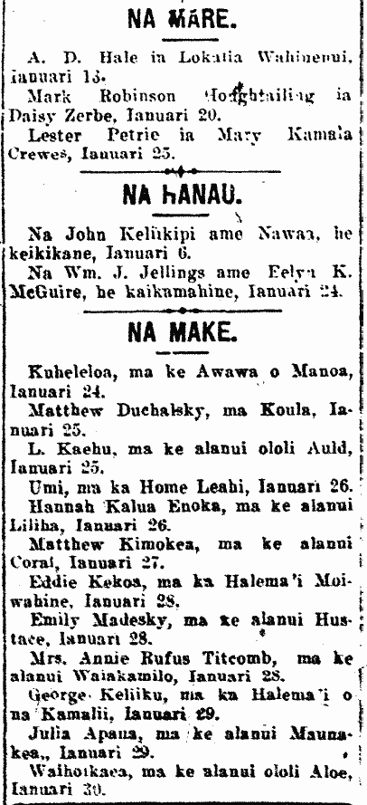 NA MARE. / NA HANAU. / NA MAKE.