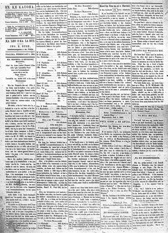 Leo o ka Lahui, 2/5/1892, p. 2
