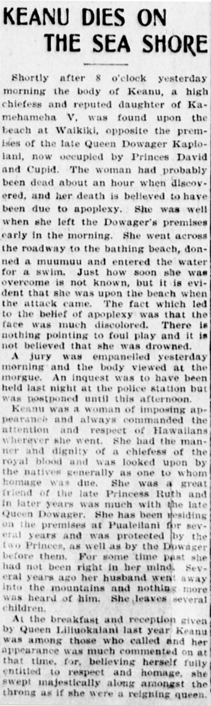 KEANU DIES ON SEA SHORE