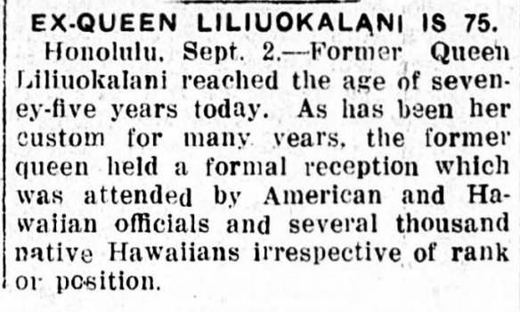 EX-QUEEN LILIUOKALANI IS 75.