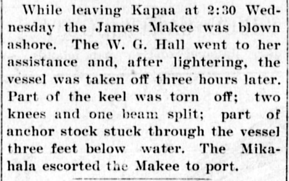 While leaving Kapaa at 2:30...