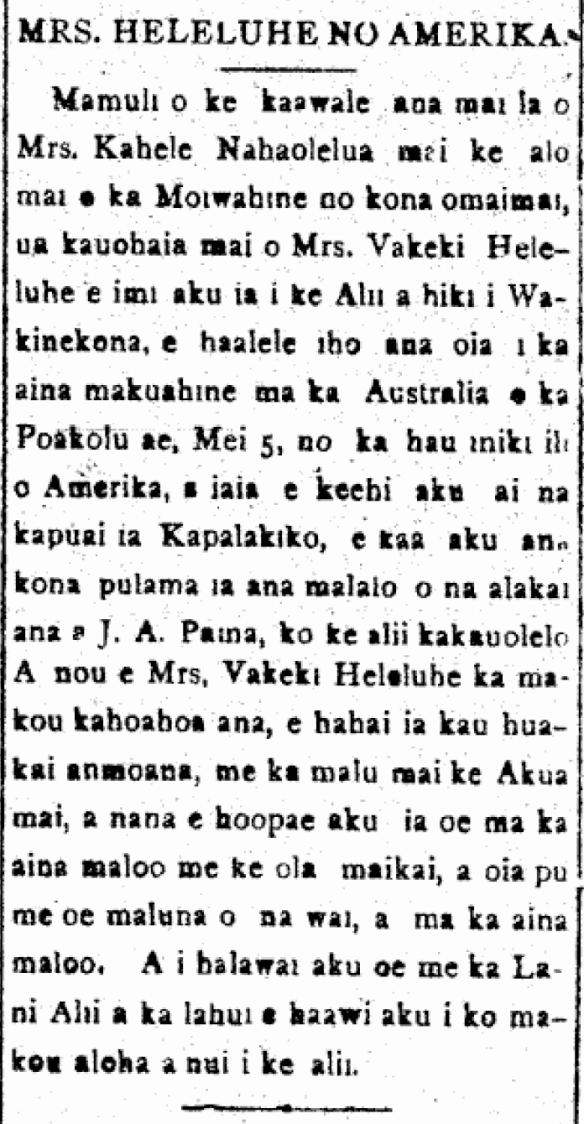 MRS. HELELUHE NO AMERIKA.