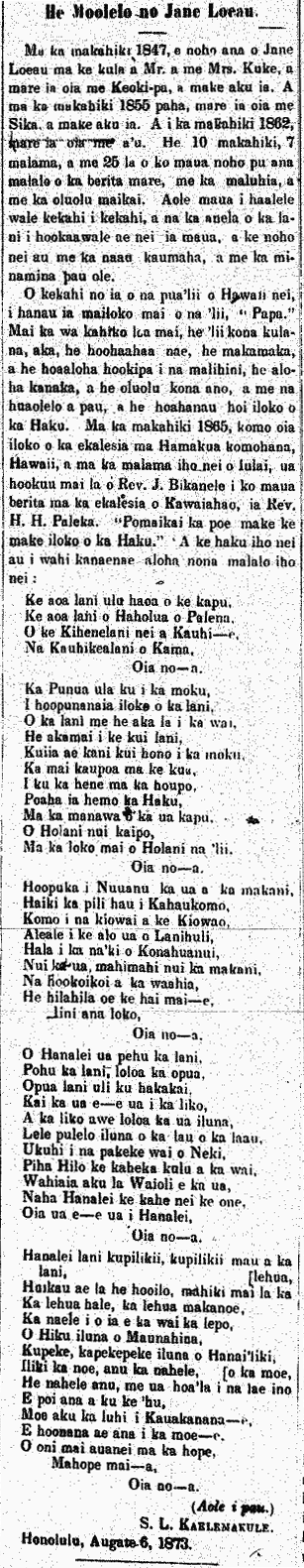 He Moolelo no Jane Loeau.