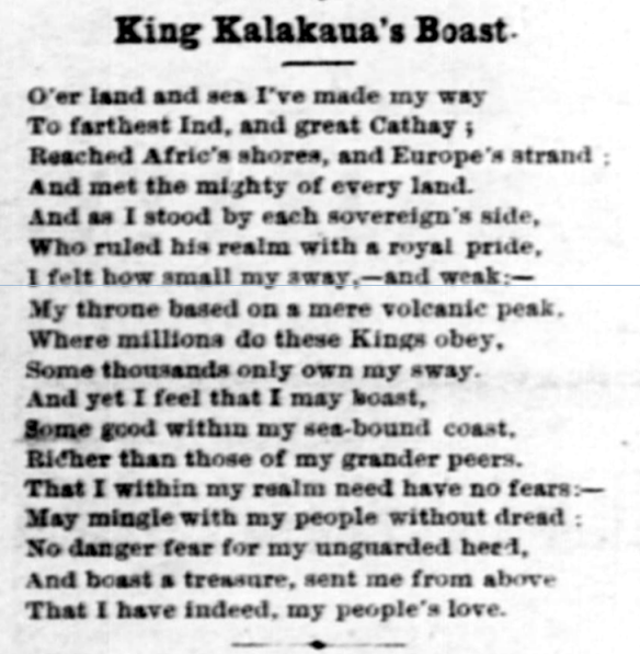 King Kalakaua's Boast.