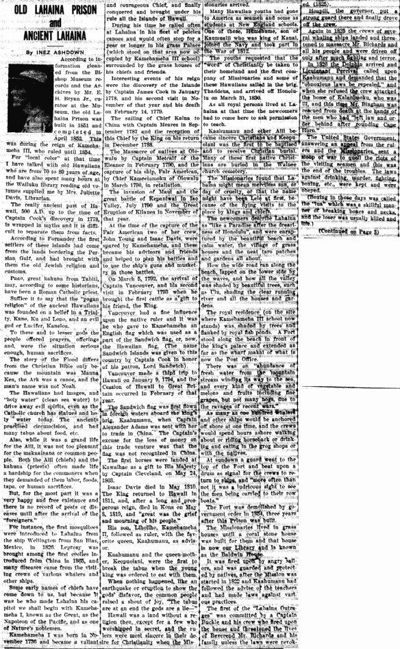 OLD LAHAINA PRISON and ANCIENT LAHAINA