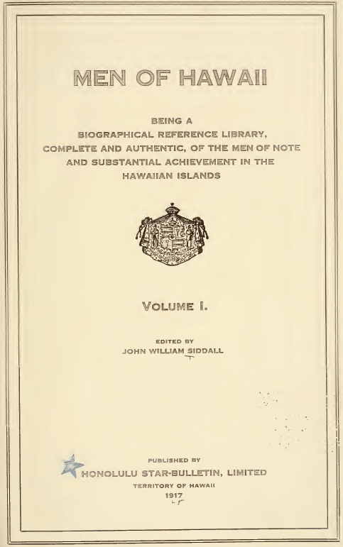 Men of Hawaii, Volume I
