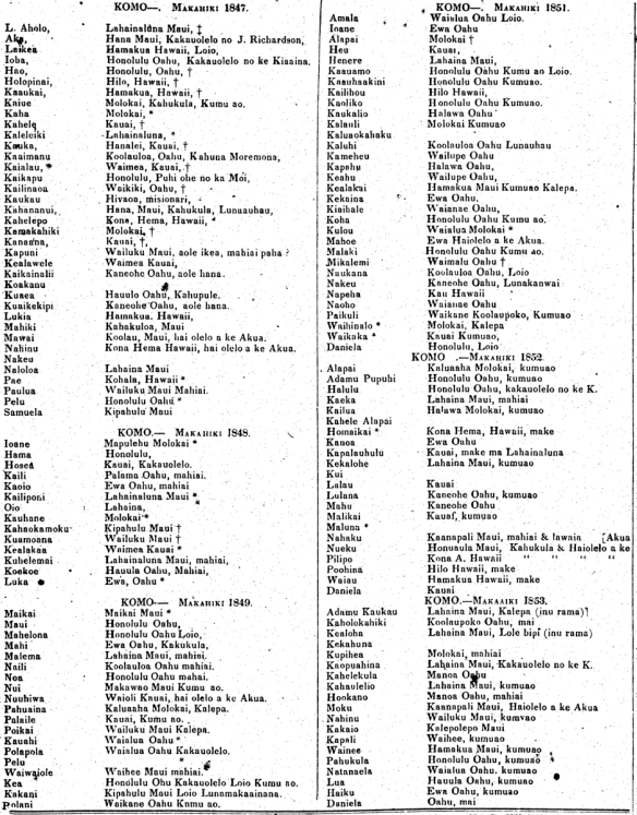 KOMO--. Makahiki 1847.