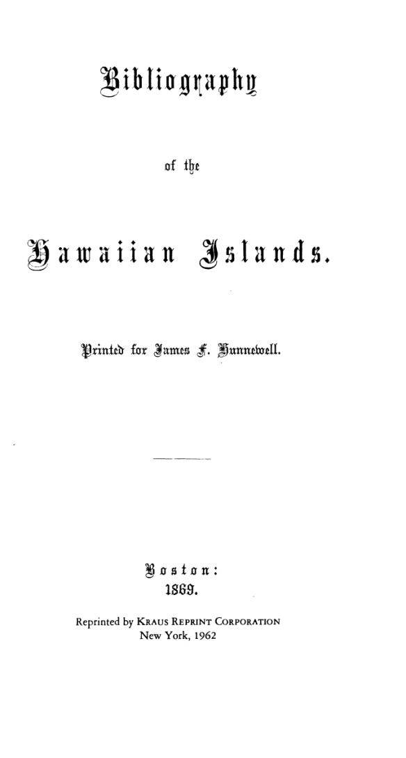 Bibliography of the Hawaiian Islands