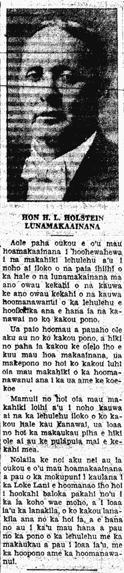 HON. H. L. HOLSTEIN
