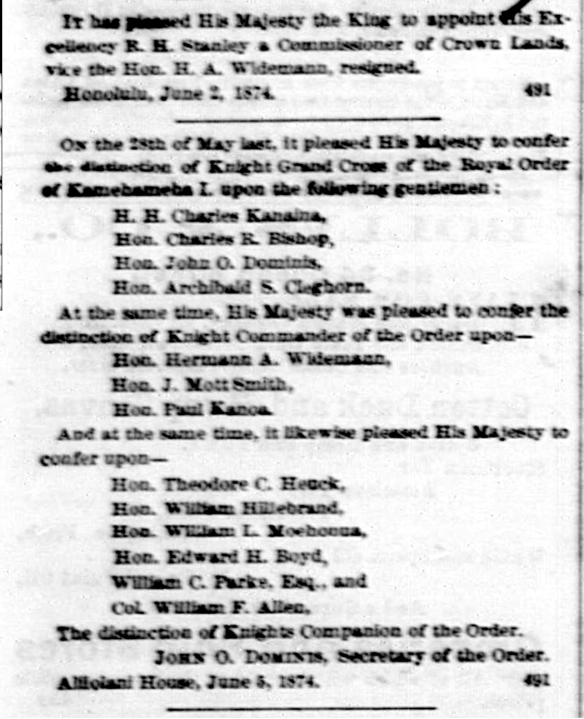 It has pleased His Majesty...