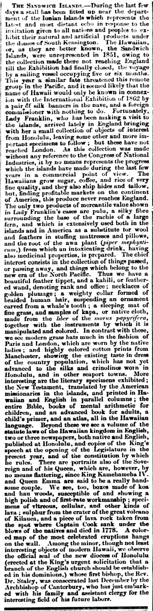 The Sandwich Islands.