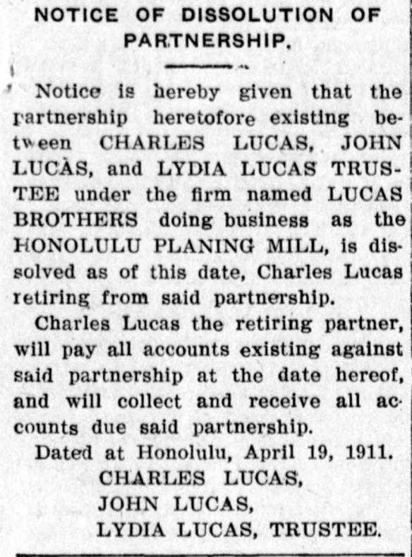 NOTICE OF DISSOLUTION OF PARTNERSHIP.