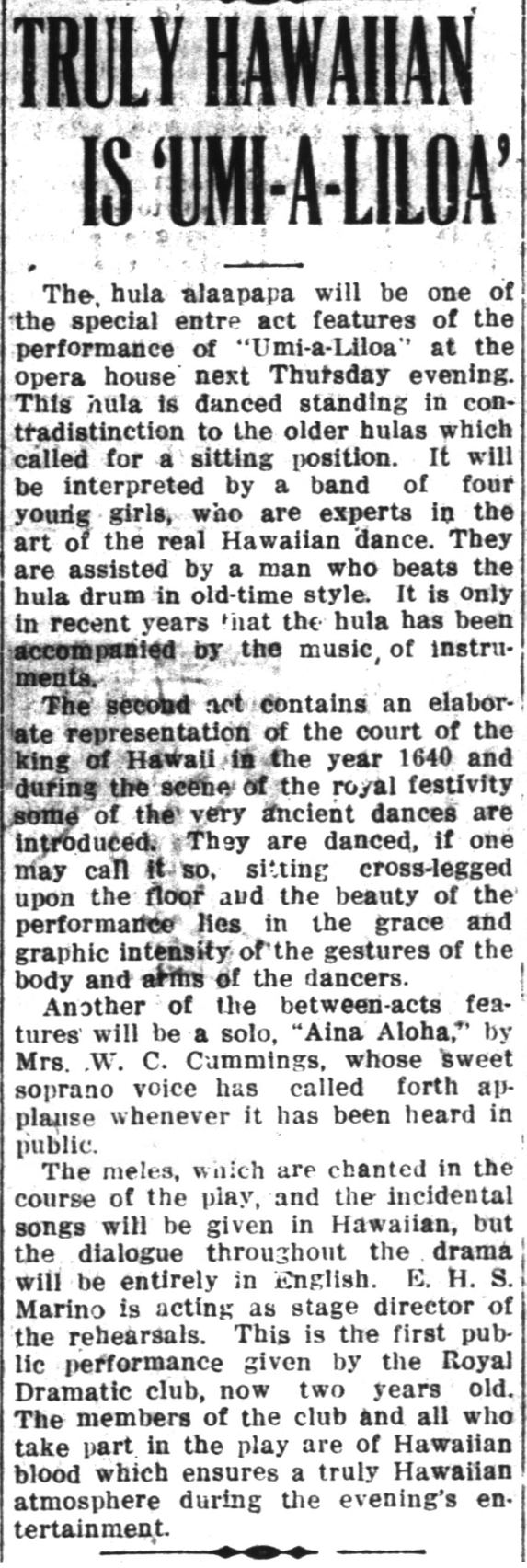 TRULY HAWAIIAN IS 'UMI-A-LILOA'