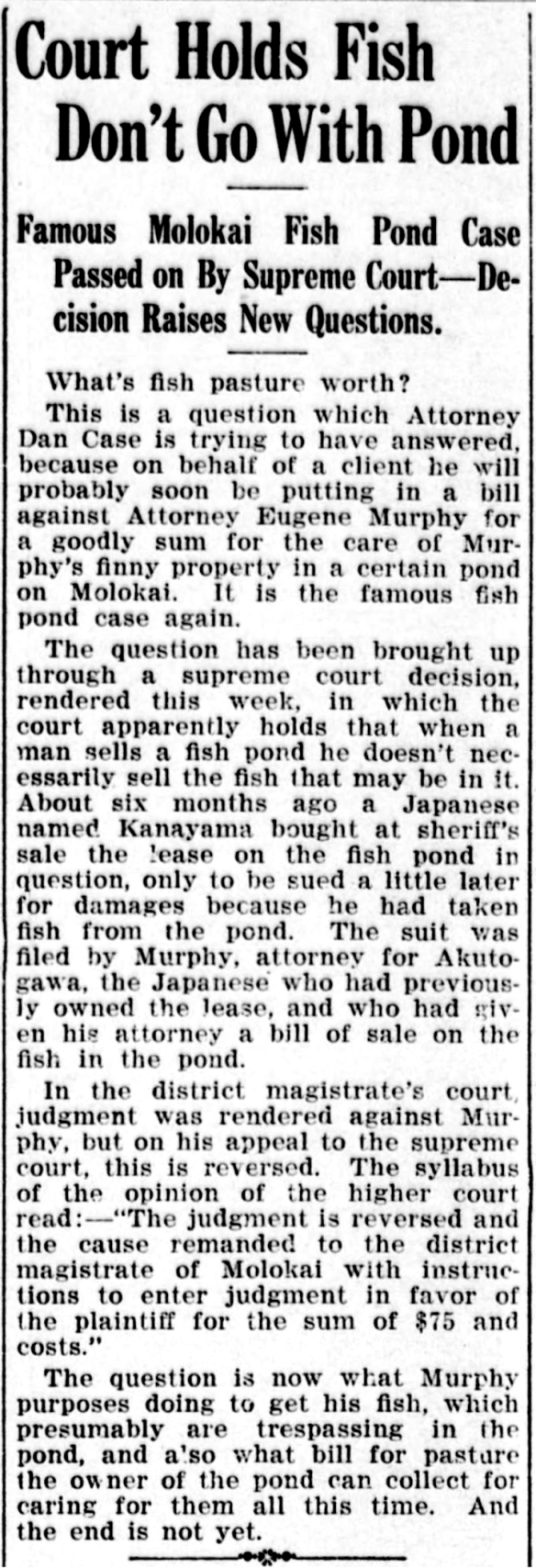Court Holds Fish Don't Go With Pond
