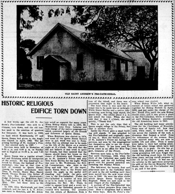 HISTORIC RELIGIOUS EDIFICE TORN DOWN