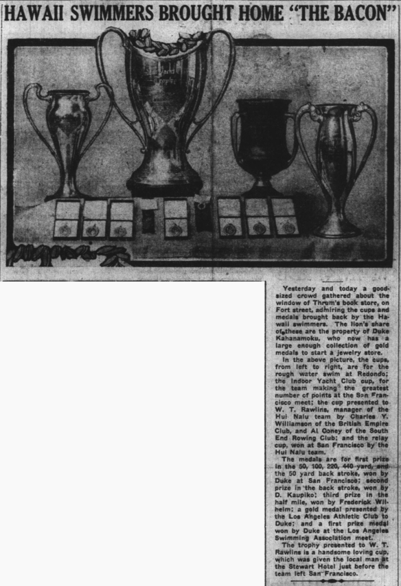 HAWAII SWIMMERS BROUGHT HOME "THE BACON"