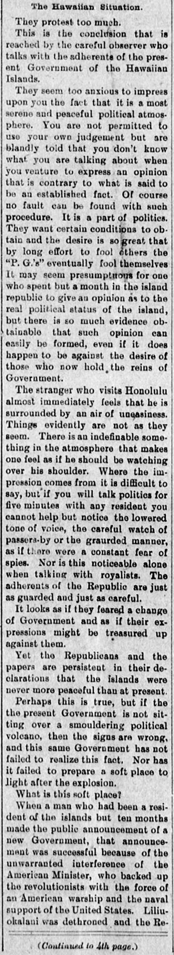 The Hawaiian Situation.