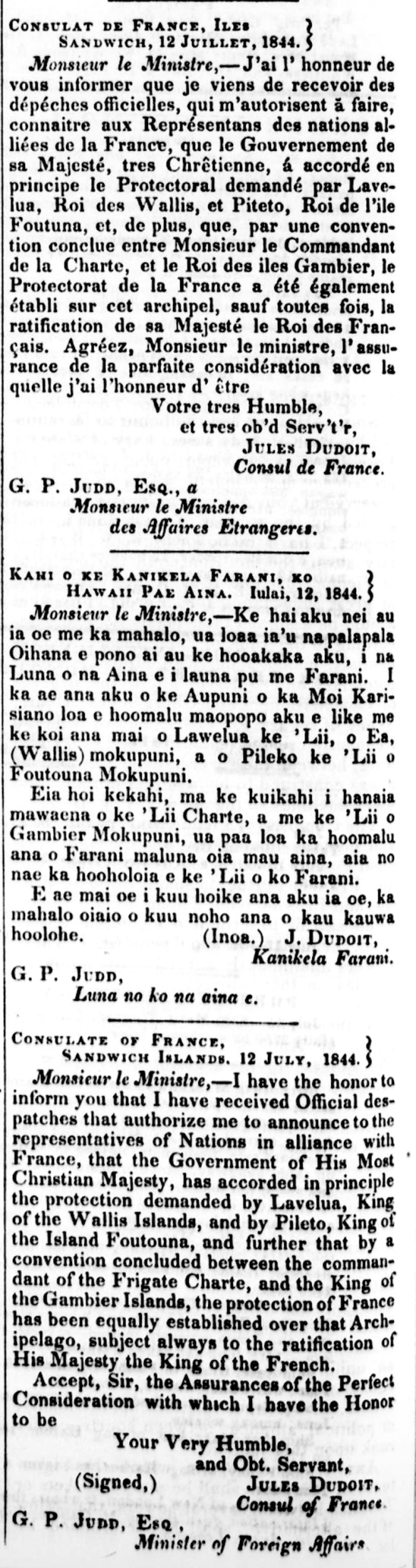 Consulat de France, Iles