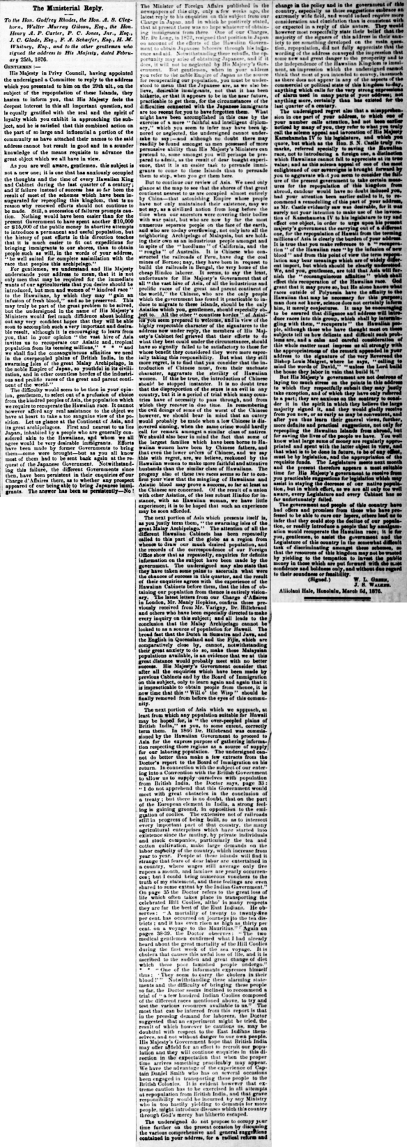 The Ministerial Reply.