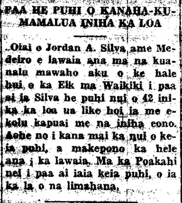 PAA HE PUHI O KANAHA-KUMAMALUA INIHA KA LOA