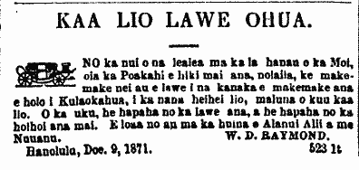 KAA LIO LAWE OHUA.