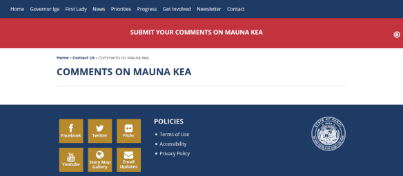 Submit your comments on Mauna Kea